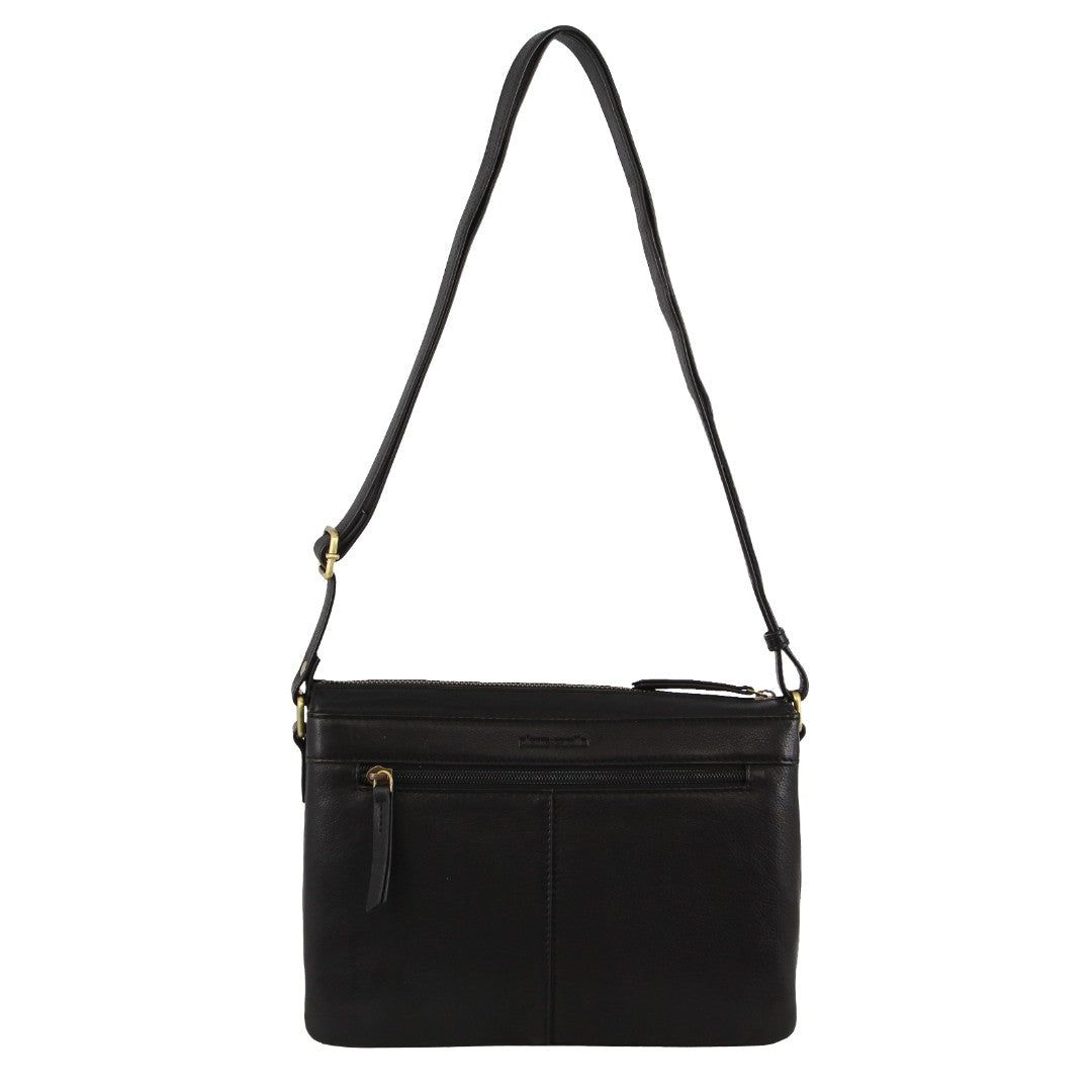 Pierre Cardin Leather Layered Style Crossbody Bag Affärsväskor Dam Svarta | DZAHIE734