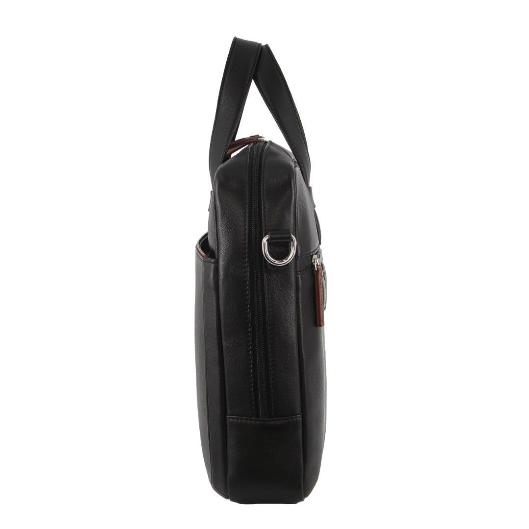 Pierre Cardin Leather Multi-Compartment Business Bag Business Computer Bags Herr Svarta | LOZADI086