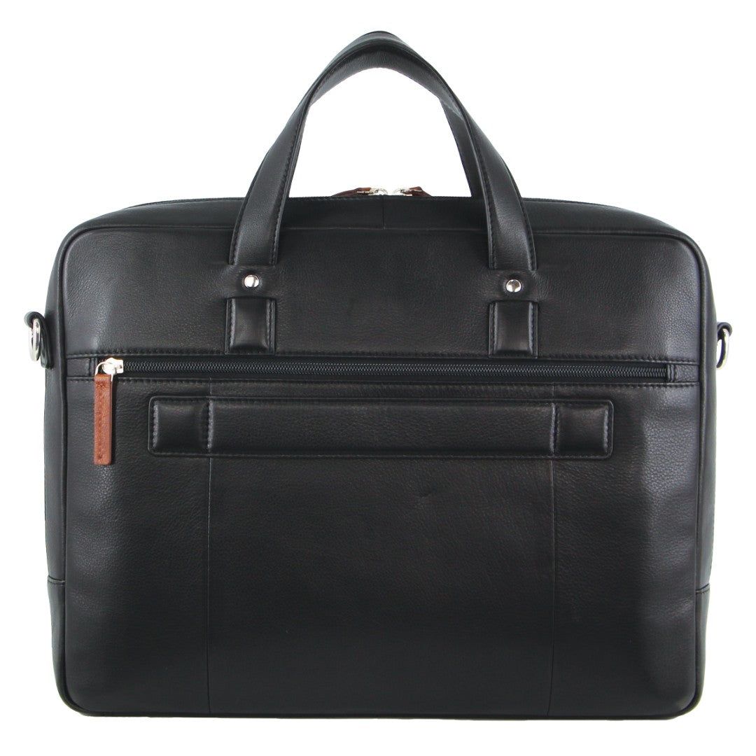Pierre Cardin Leather Multi-Compartment Business Bag Business Computer Bags Herr Svarta | LOZADI086