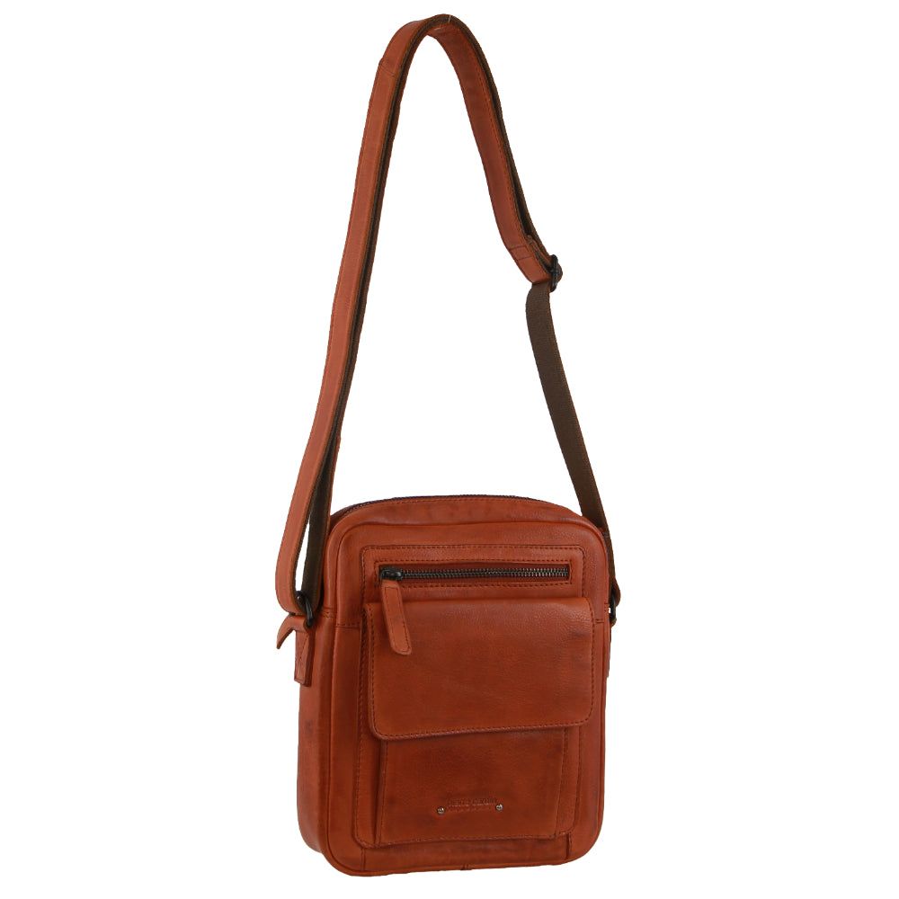 Pierre Cardin Leather Multi-Compartment Cross-Body Bag Crossbody Väska Herr Bruna | BOGYVP243