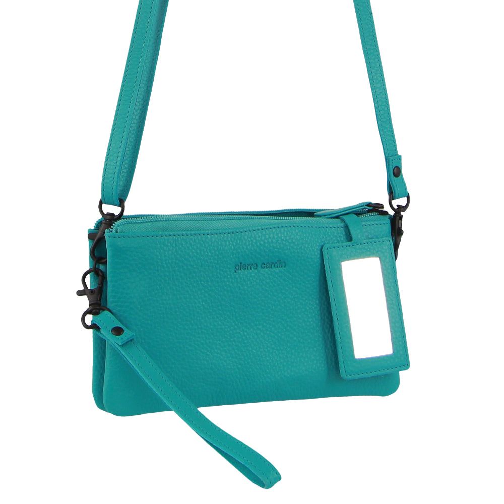 Pierre Cardin Leather Multiway Cross-Body Bag Clutch Dam Turkos | WPSYCV310