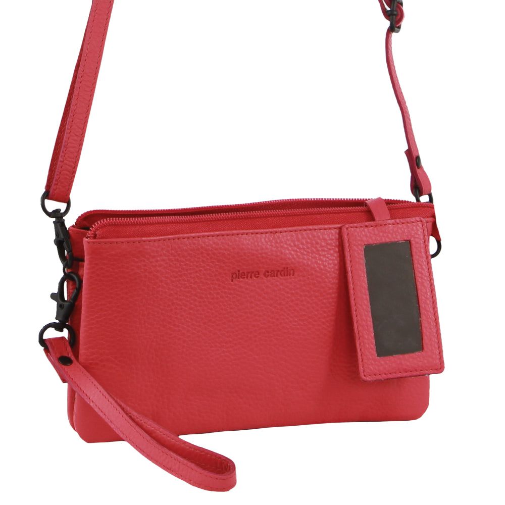 Pierre Cardin Leather Multiway Cross-Body Bag Clutch Dam Rosa | YCIBXN268