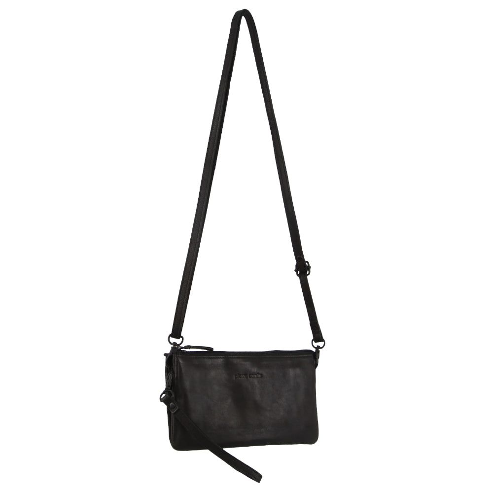 Pierre Cardin Leather Multiway Cross-Body Bag Clutch Dam Svarta | IZUKWG704