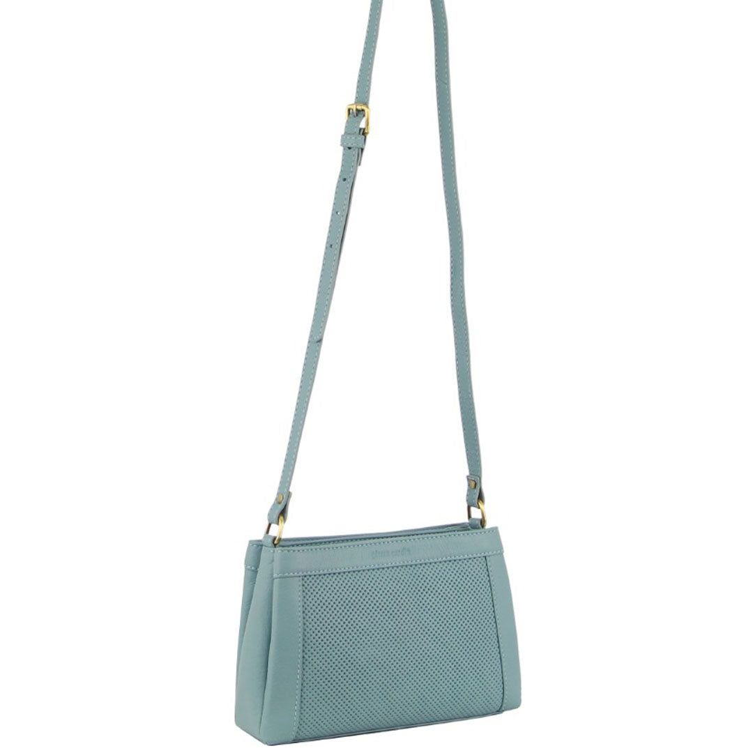 Pierre Cardin Leather Perforated Design Cross-Body Bag Crossbody Väska Dam Blå | LWKTVI210