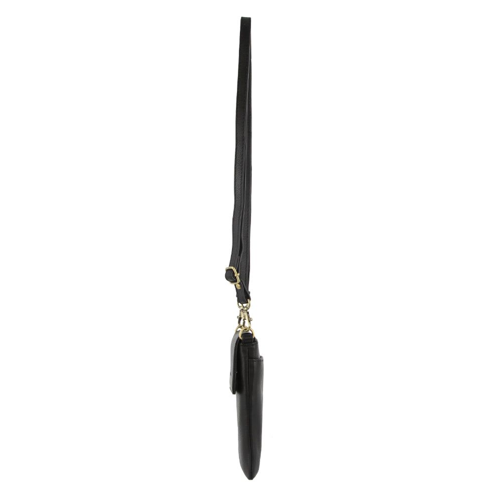 Pierre Cardin Leather Phone Cross-Body Bag Clutch Dam Svarta | EIJSAH418