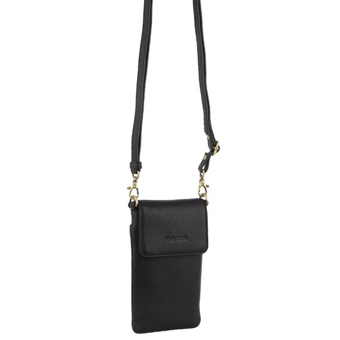 Pierre Cardin Leather Phone Cross-Body Bag Mobile Phone Wallets Dam Svarta | UNASXP968