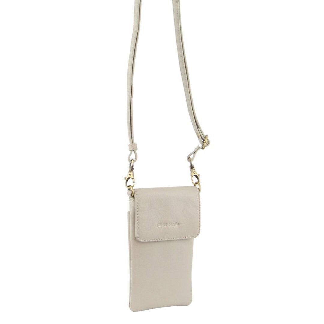 Pierre Cardin Leather Phone Cross-Body Bag Clutch Dam Beige | UGMVYB359