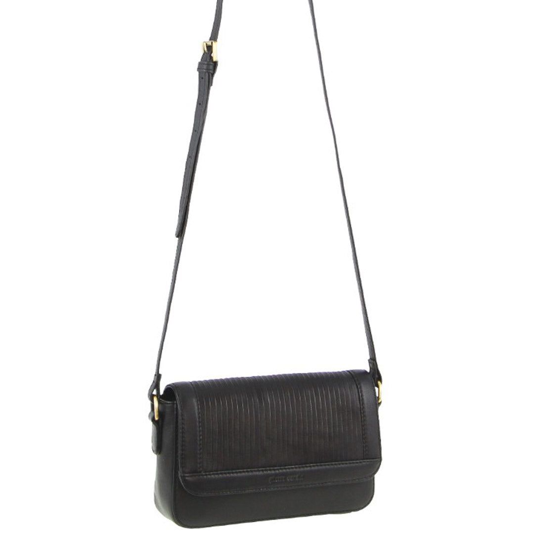 Pierre Cardin Leather Pleated Design Crossbody Bag Crossbody Väska Dam Svarta | CQZSLM375