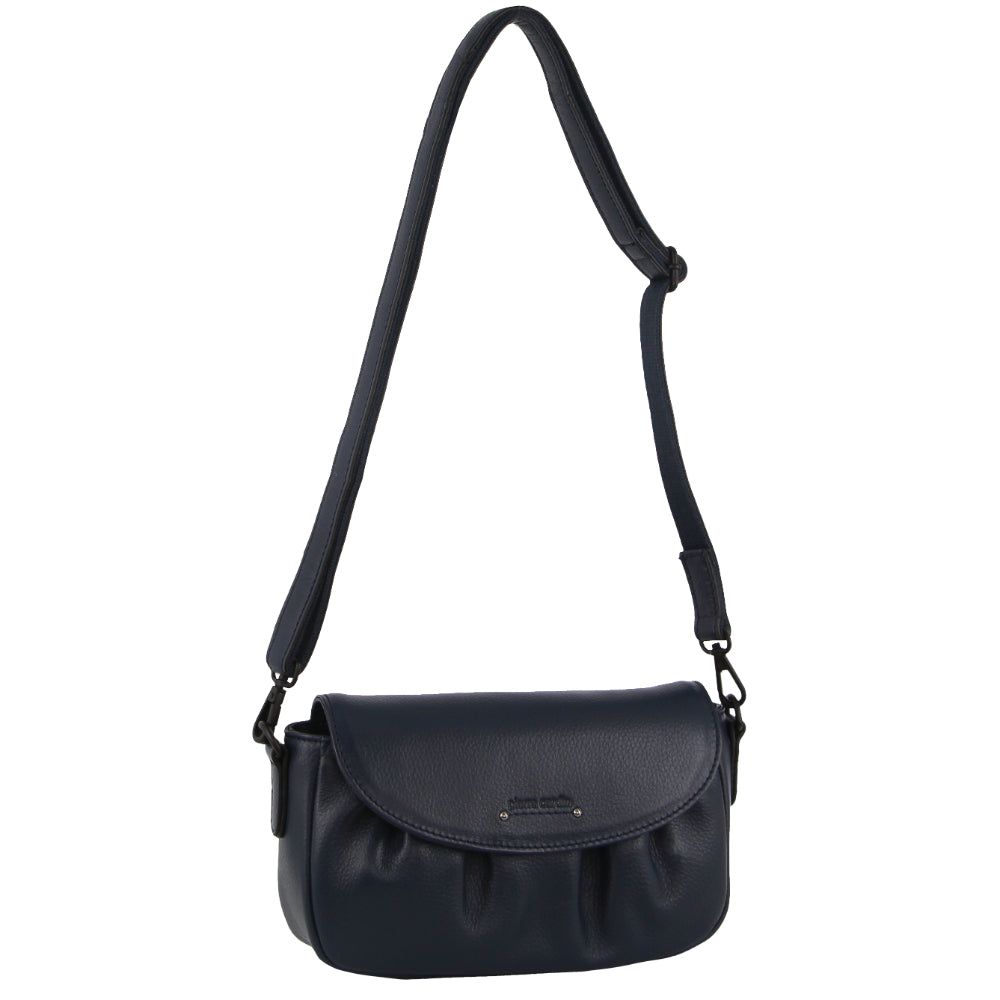 Pierre Cardin Leather Pleated Design Crossbody Bag Clutch Dam Marinblå | MQLVYP042