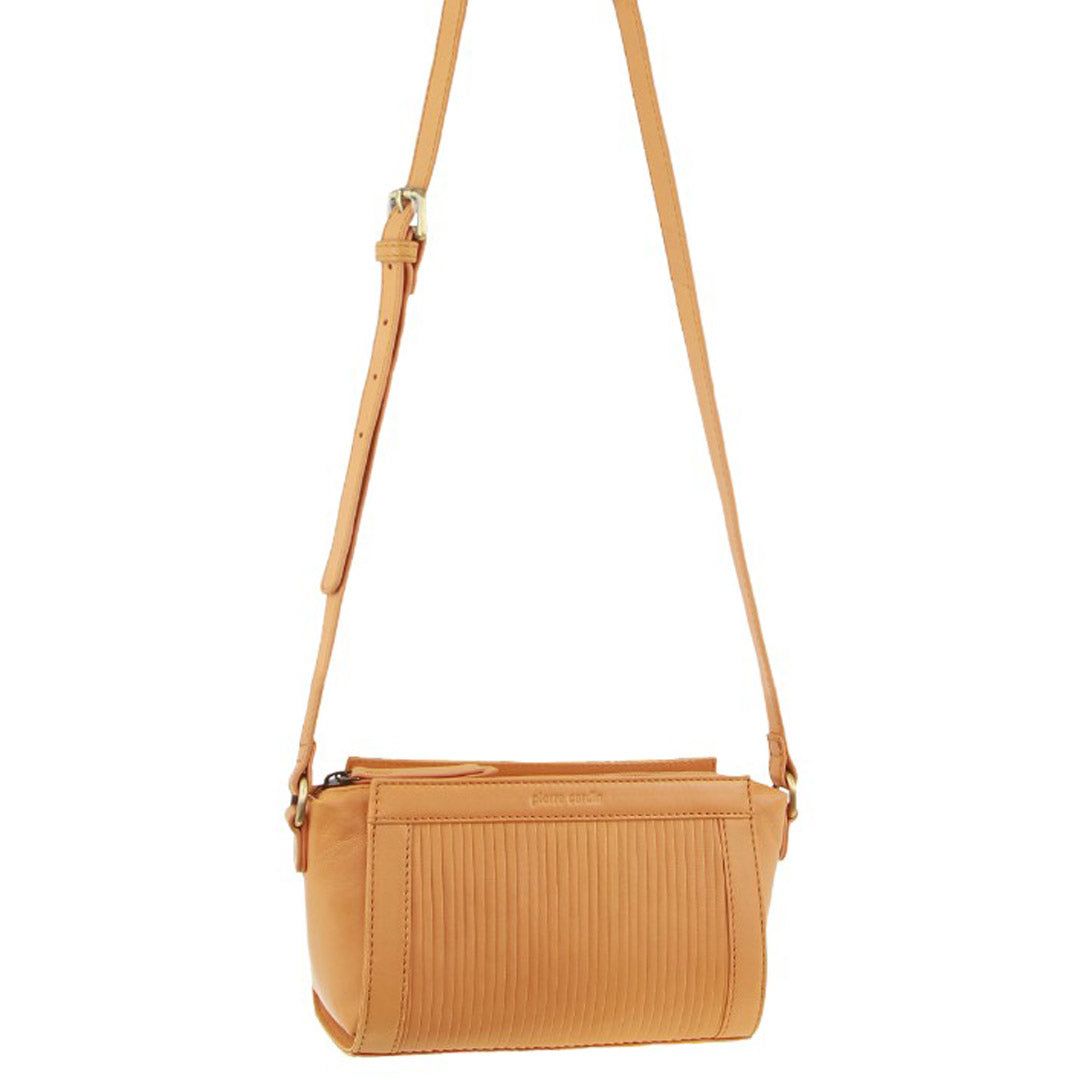 Pierre Cardin Leather Pleated Design Crossbody Bag Crossbody Väska Dam Aprikos | JZGTAQ194