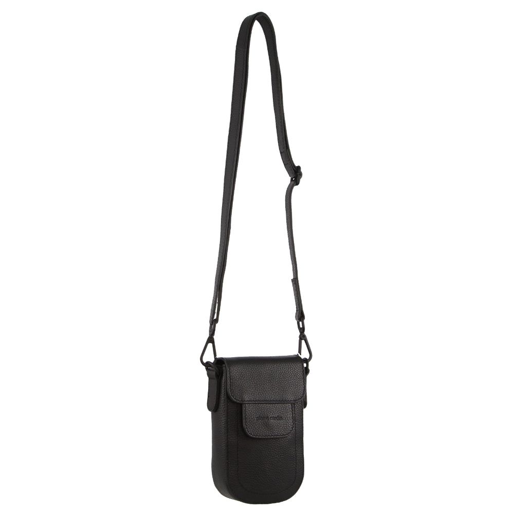 Pierre Cardin Leather Rustic Phone Bag Mobile Phone Wallets Dam Svarta | XHCUMZ107