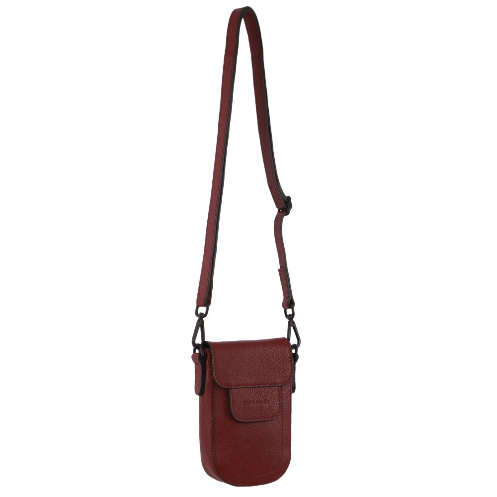 Pierre Cardin Leather Rustic Phone Bag Mobile Phone Wallets Dam Mörkröda | PNOYKE798