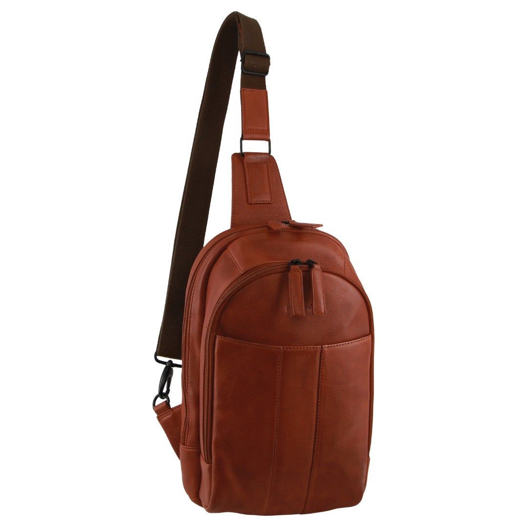 Pierre Cardin Leather Sling Bag Ryggsäckar Herr Bruna | GWUYLI765