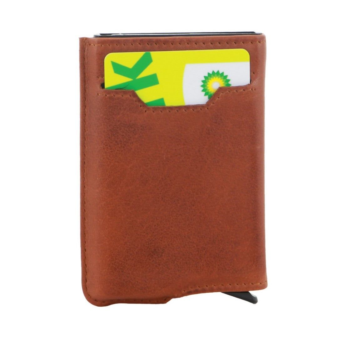 Pierre Cardin Leather Smart Slide Card Holder Tab Wallet Korthållare Herr Bruna | XDOQKU176