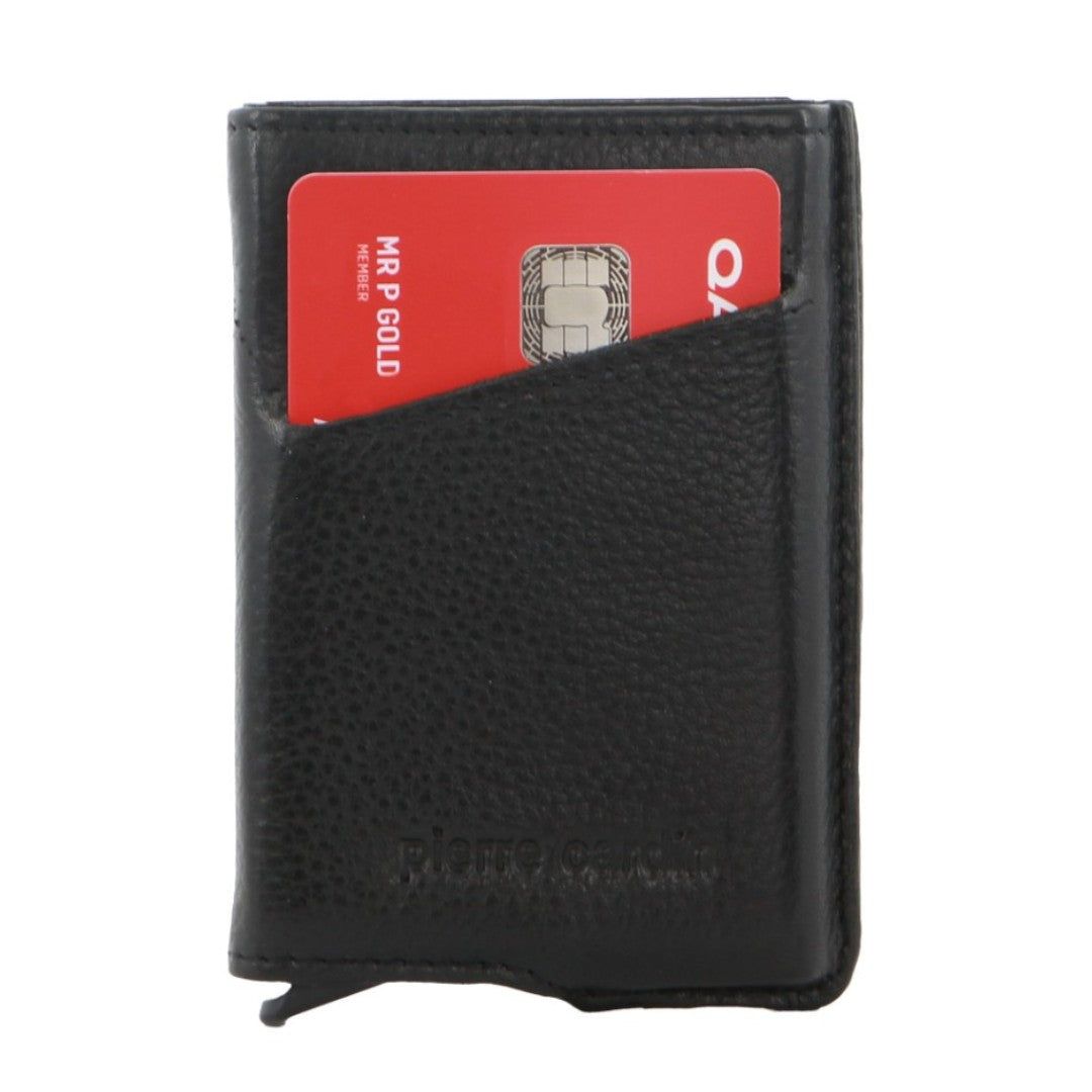 Pierre Cardin Leather Smart Slide Card Holder Tab Wallet Korthållare Herr Svarta | RSWVNJ798