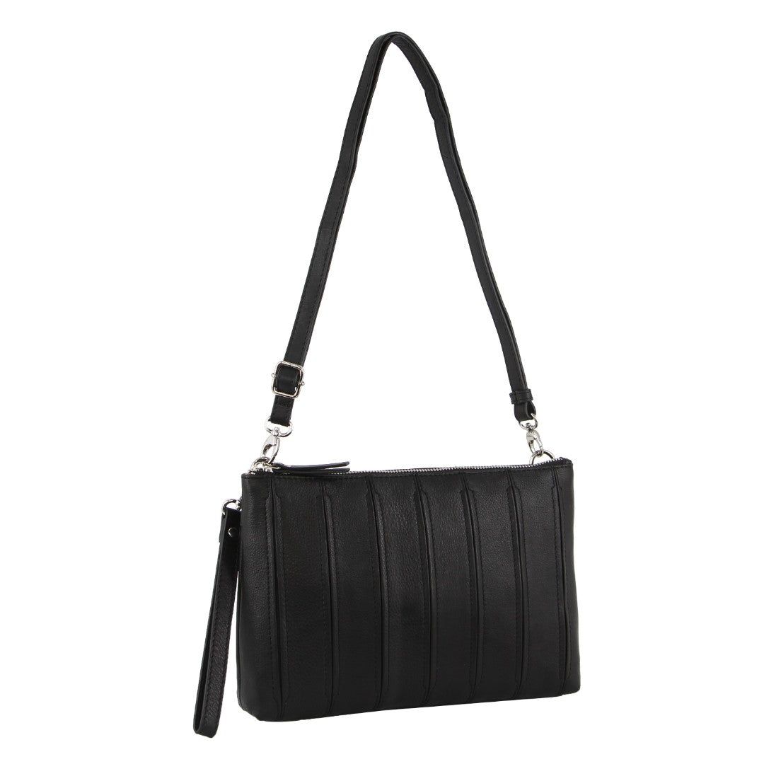 Pierre Cardin Leather Stitch-design Cross-body Bag Crossbody Väska Dam Svarta | ENHPTK385