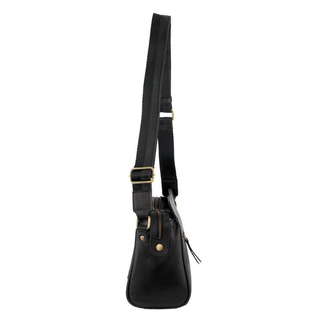 Pierre Cardin Leather Stitch-design Cross-body Bag Crossbody Väska Dam Svarta | WHAIVF672