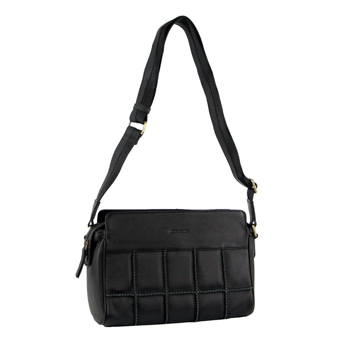 Pierre Cardin Leather Stitch-design Cross-body Bag Crossbody Väska Dam Svarta | WHAIVF672