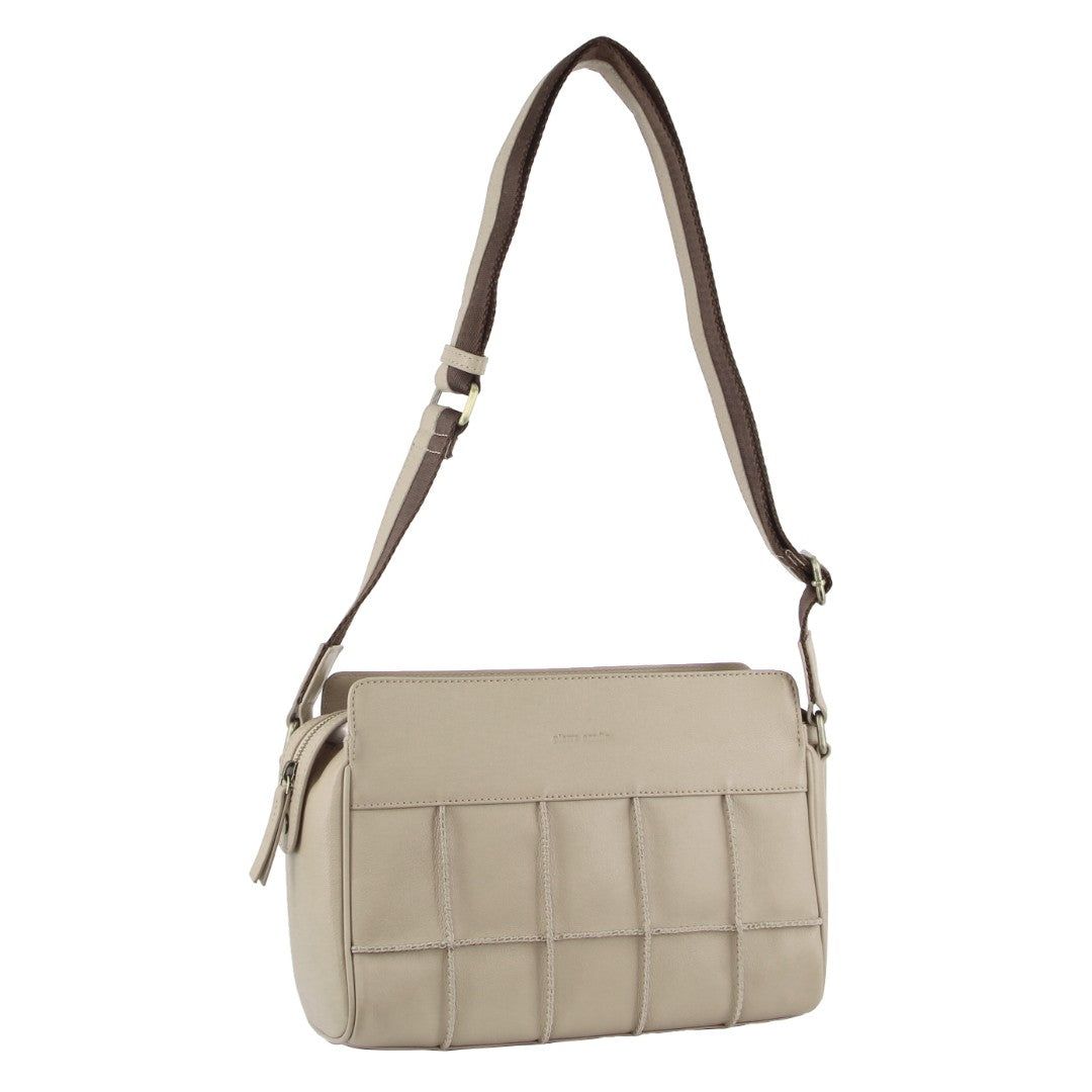 Pierre Cardin Leather Stitch-design Cross-body Bag Crossbody Väska Dam Beige | SFCYXU315