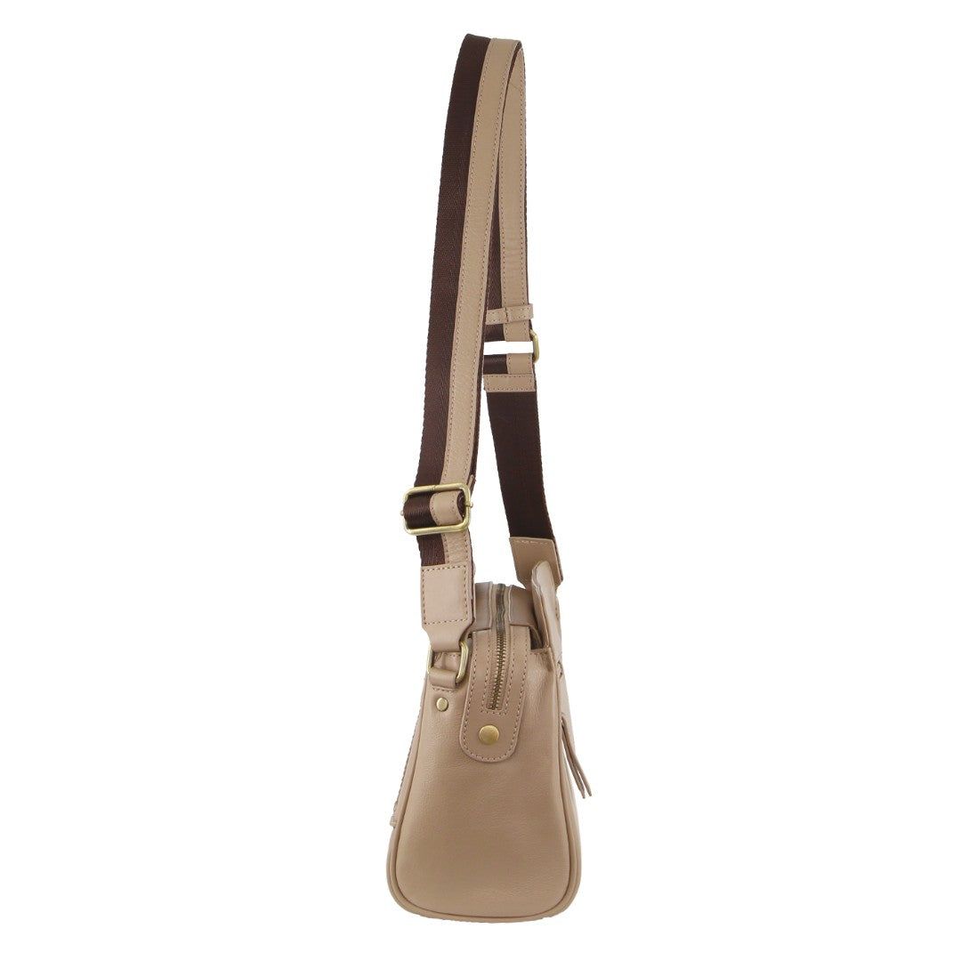 Pierre Cardin Leather Stitch-design Cross-body Bag Crossbody Väska Dam Guld | PMHTEV416