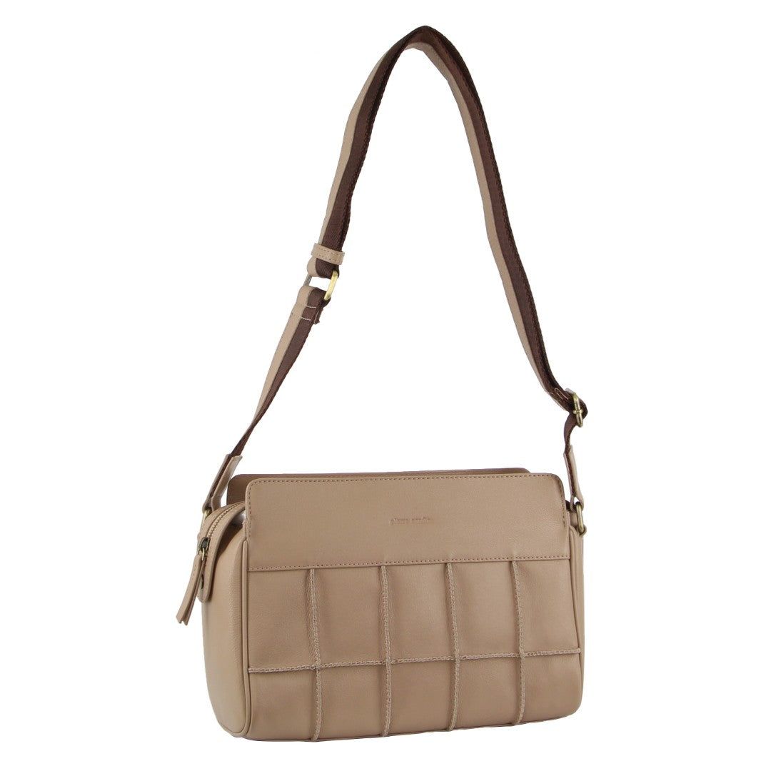 Pierre Cardin Leather Stitch-design Cross-body Bag Crossbody Väska Dam Guld | PMHTEV416