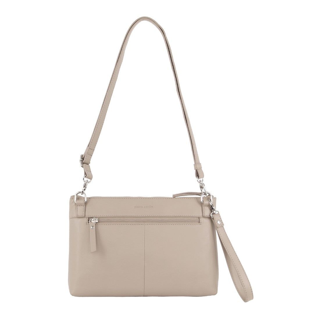 Pierre Cardin Leather Stitch-design Cross-body Bag Crossbody Väska Dam Beige | PFJXCW321