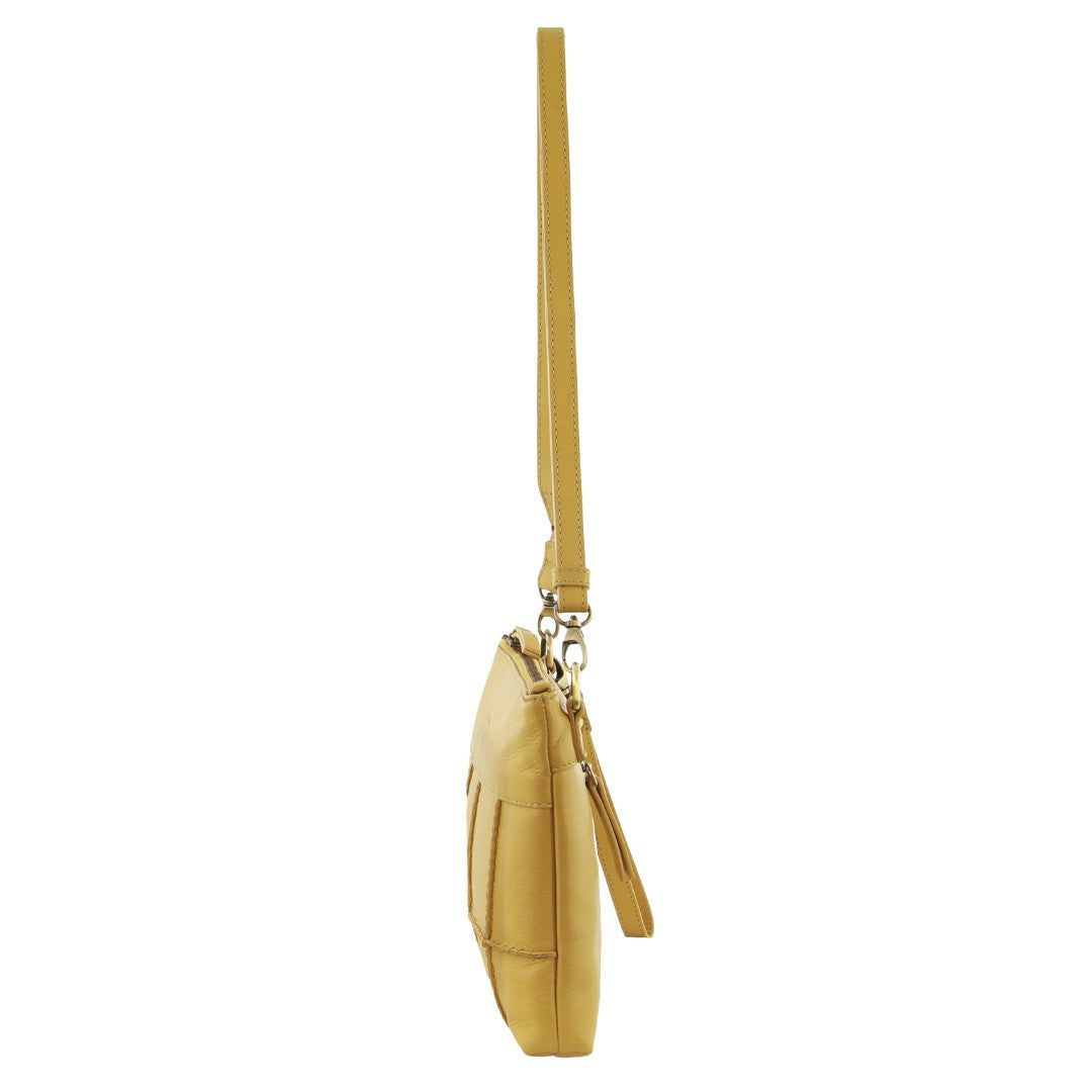 Pierre Cardin Leather Stitch-design Cross-body Bag Crossbody Väska Dam Gula | MZYVGT845