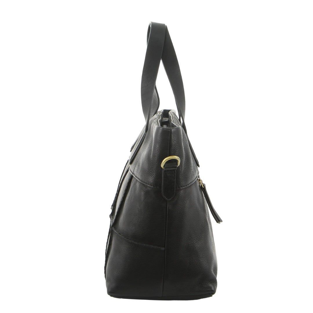 Pierre Cardin Leather Stitch-design Handbag Handbags Dam Svarta | PQYBAN817