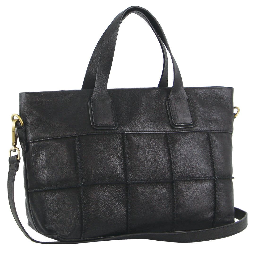 Pierre Cardin Leather Stitch-design Handbag Handbags Dam Svarta | PQYBAN817