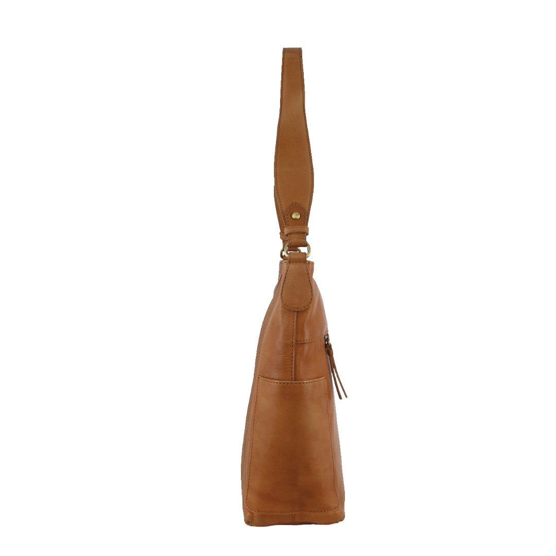 Pierre Cardin Leather Stitch-design Hobo Bag Crossbody Väska Dam Bruna | AYRSMV820