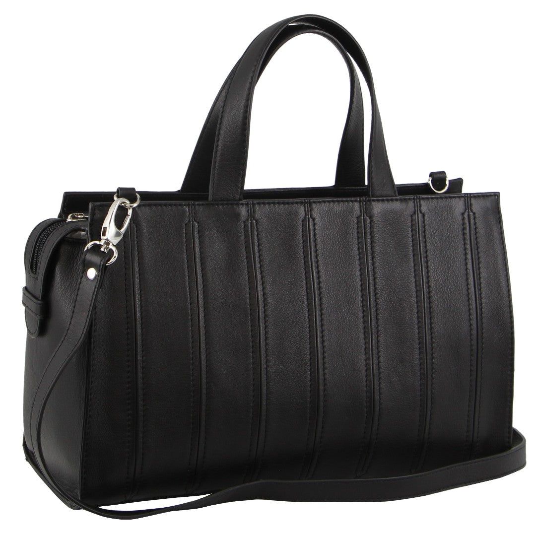 Pierre Cardin Leather Stitch-design Tote Bag Handbags Dam Svarta | TFNVUP514
