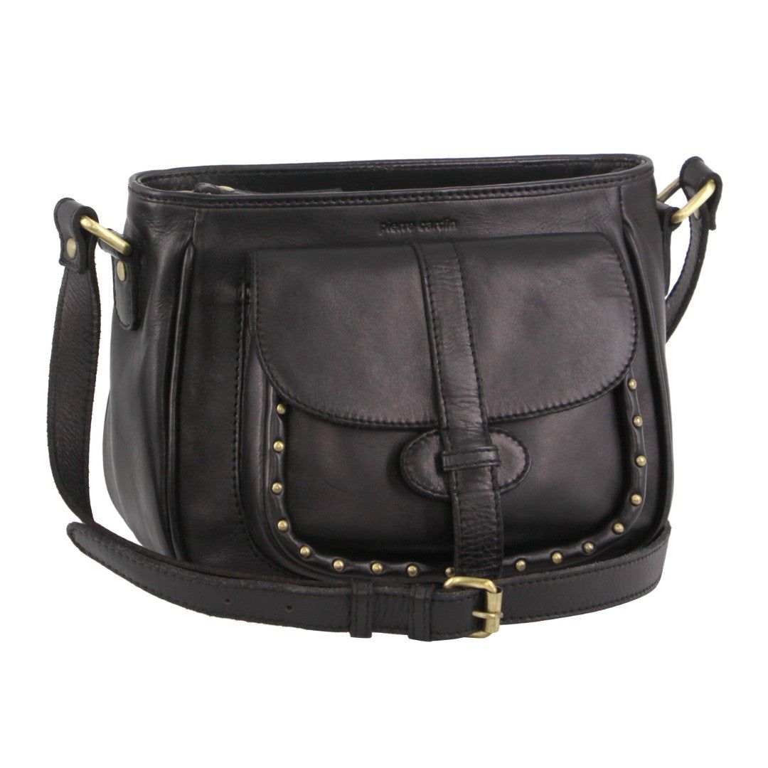 Pierre Cardin Leather Stud Detail Cross-body Bag Crossbody Väska Dam Svarta | EDANLK647