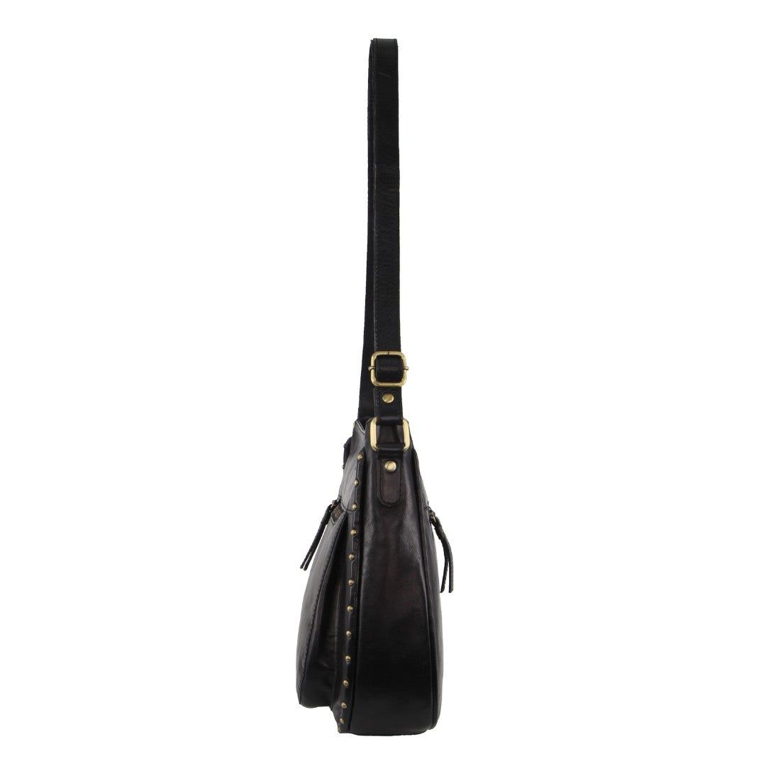 Pierre Cardin Leather Stud Detail Cross-body Bag Crossbody Väska Dam Svarta | QPEHNI406