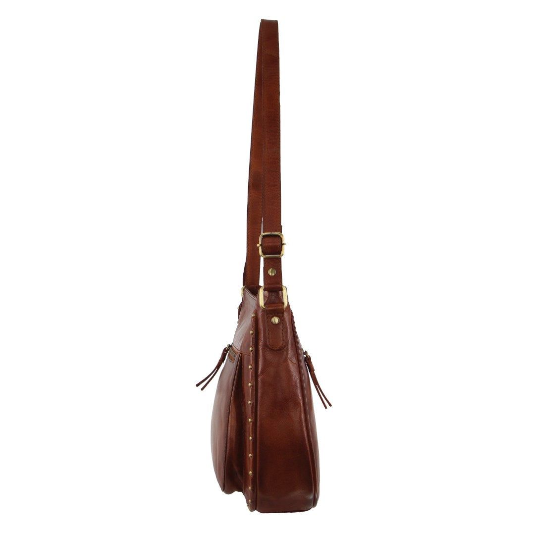 Pierre Cardin Leather Stud Detail Cross-body Bag Crossbody Väska Dam Bruna | LGUTNV758