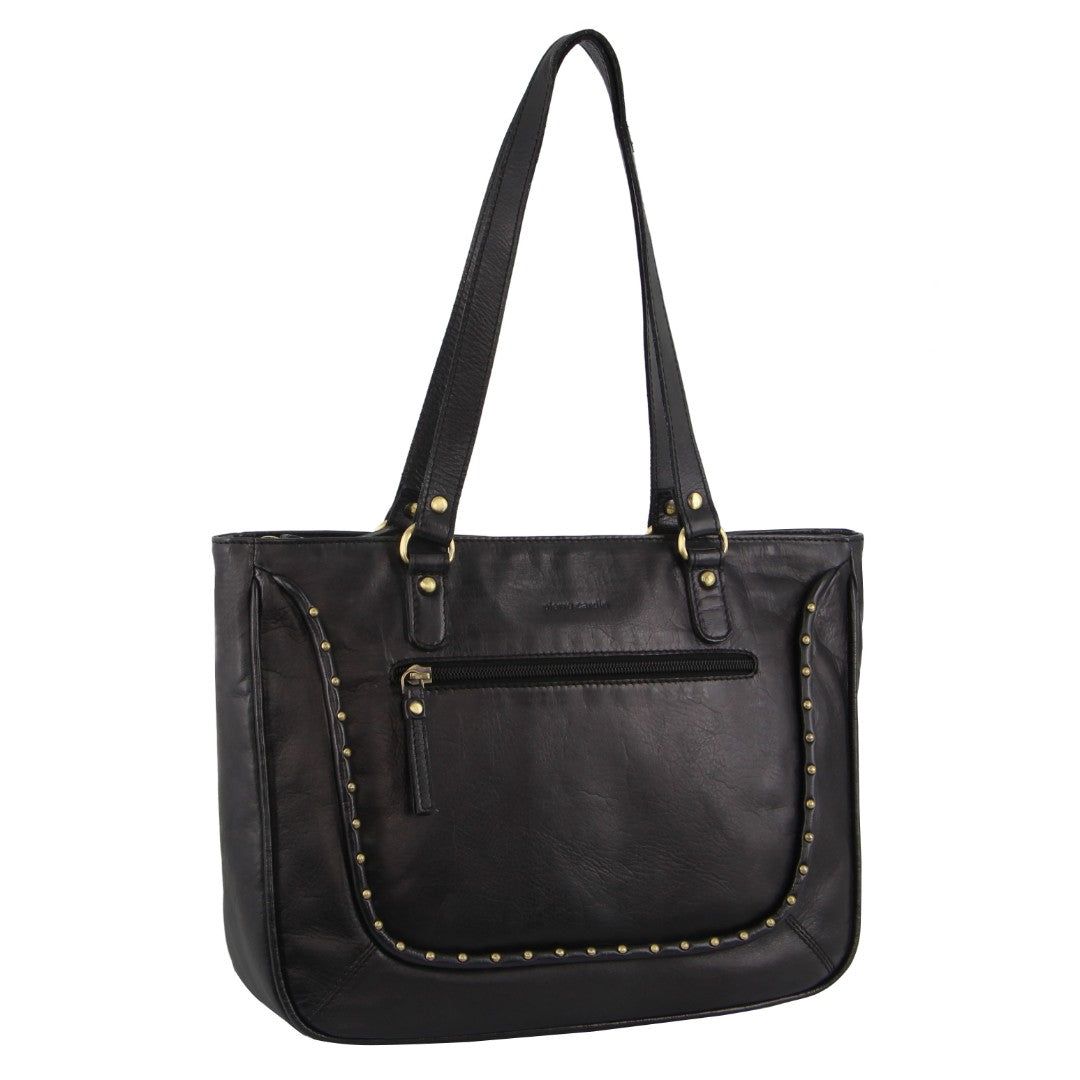 Pierre Cardin Leather Stud Detail Tote Bag Crossbody Väska Dam Svarta | CSJWKG497