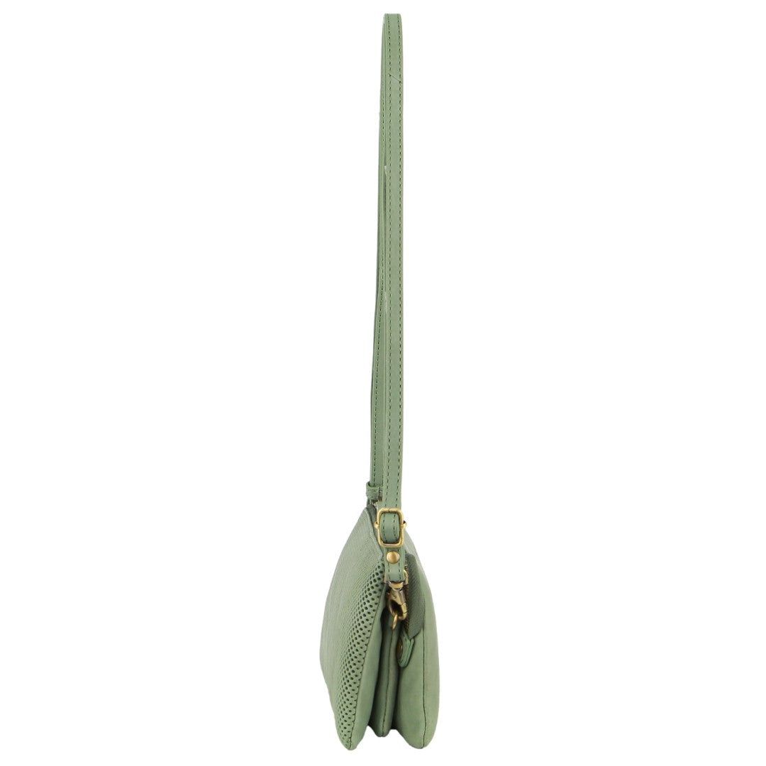 Pierre Cardin Leather Textured Crossbody Clutch Bag Clutch Dam Olivgröna | TEROGD950