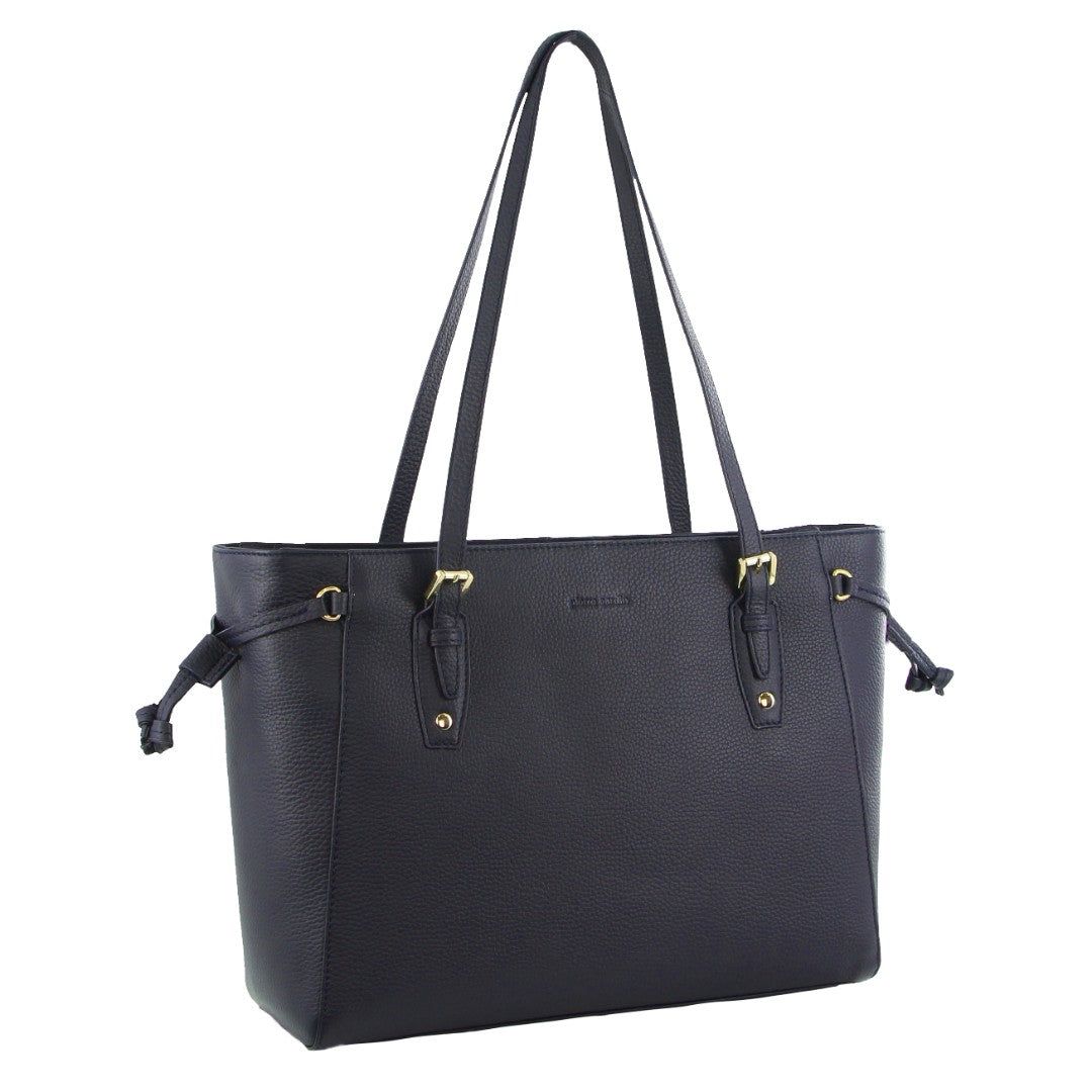 Pierre Cardin Leather Tote Bag Clutch Dam Marinblå | QWIUZJ504