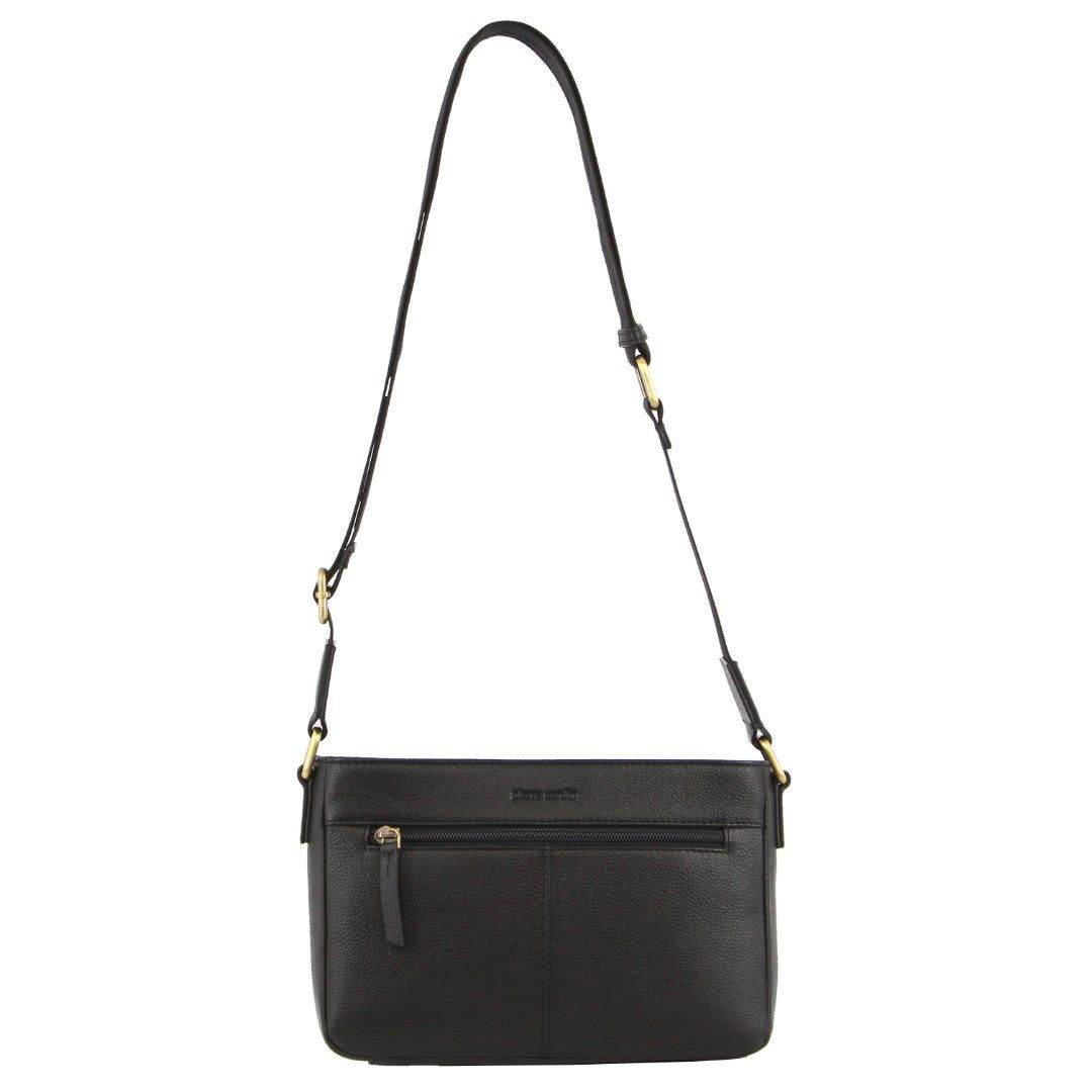 Pierre Cardin Leather Webbing Strap Crossbody Bag Crossbody Väska Dam Svarta | CXSFVA830