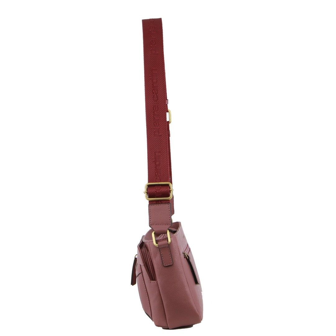 Pierre Cardin Leather Webbing Strap Crossbody Bag Crossbody Väska Dam Rosa | VSJBER172