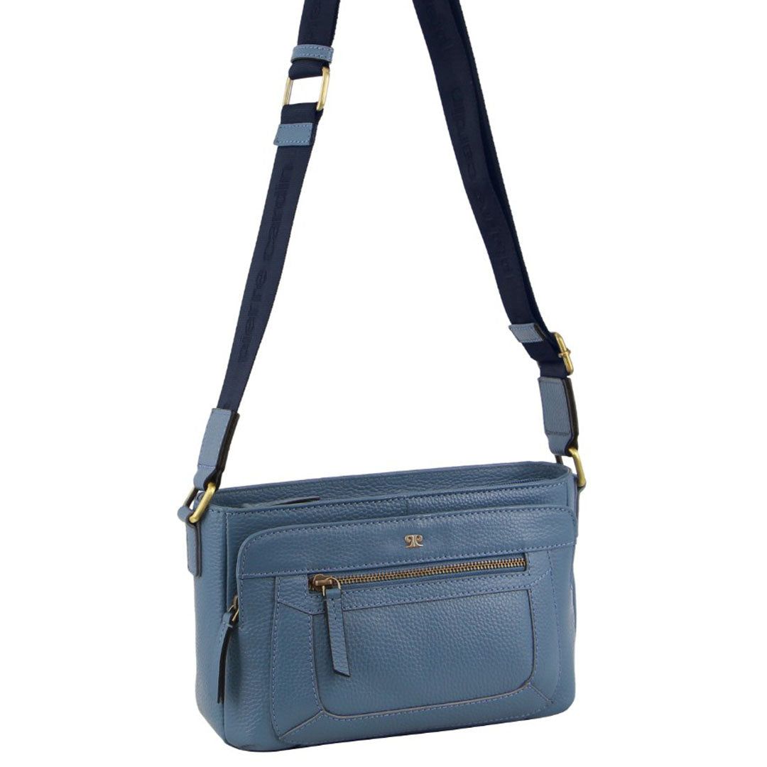 Pierre Cardin Leather Webbing Strap Crossbody Bag Crossbody Väska Dam Blå | OQLUNC829