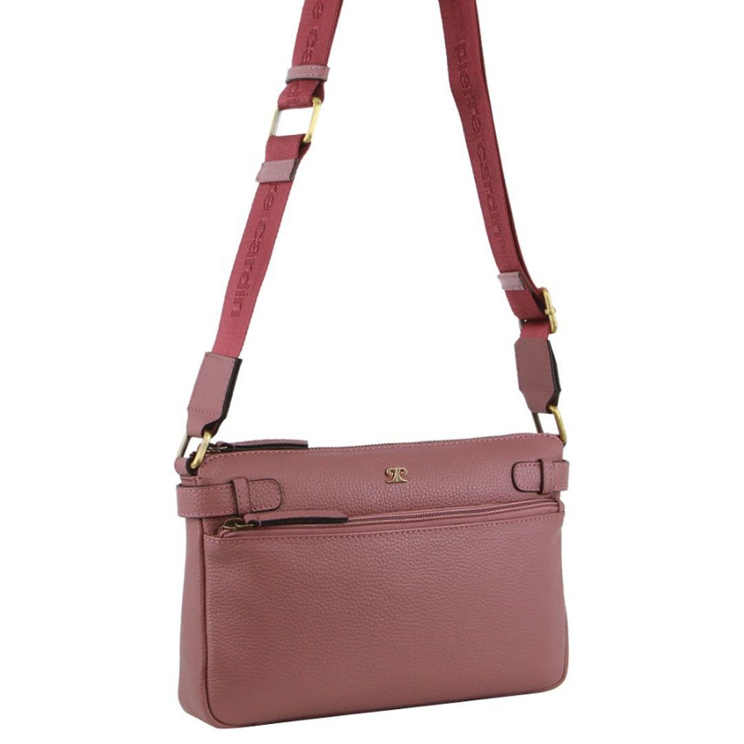 Pierre Cardin Leather Webbing Strap Handbag Crossbody Väska Dam Rosa | AVDGBS936