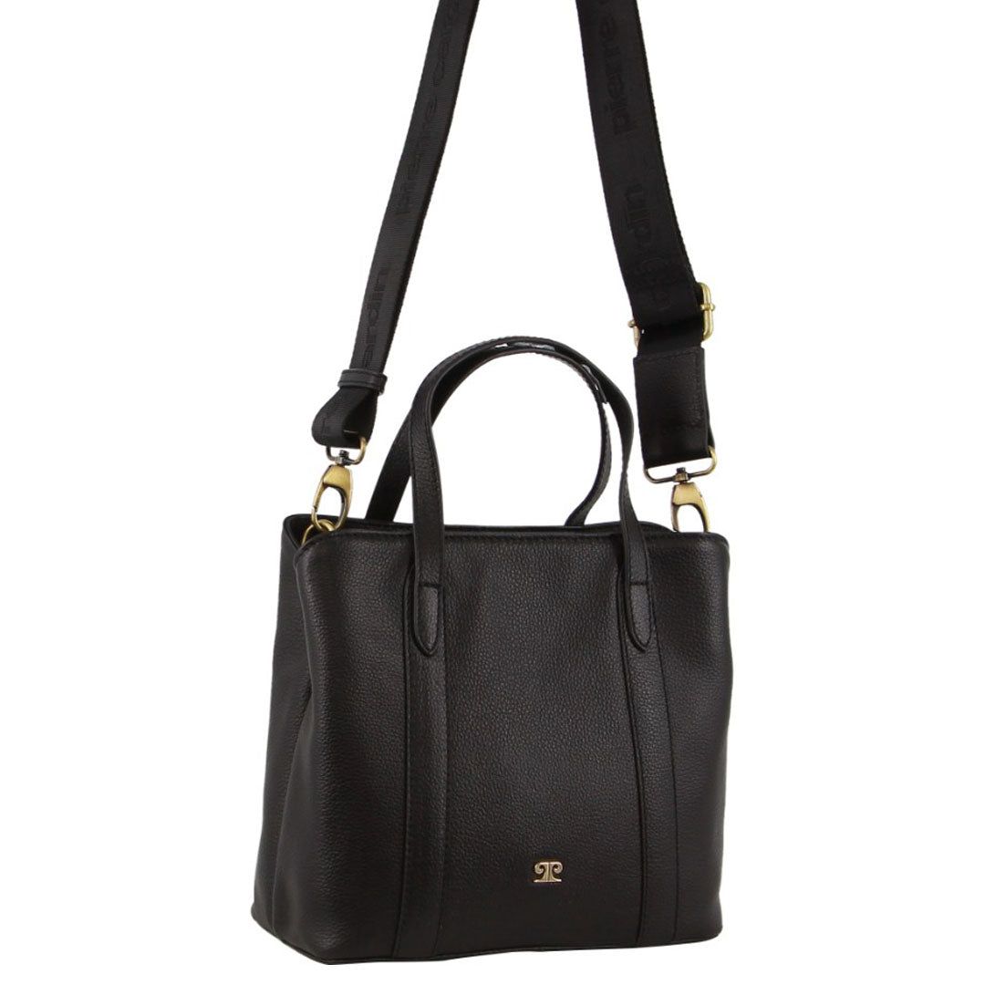 Pierre Cardin Leather Webbing Strap Tote Bag Handbags Dam Svarta | KYDBVH725