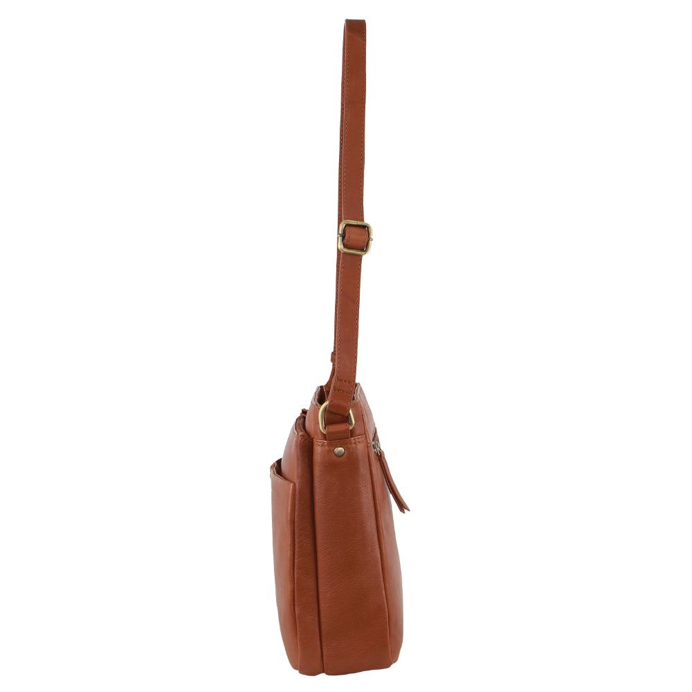 Pierre Cardin Leather Woven-Stich Design Crossbody Bag Mobile Phone Wallets Dam Bruna | MPYWGA314