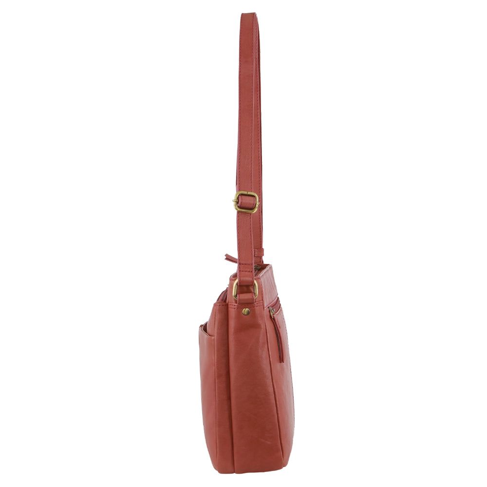 Pierre Cardin Leather Woven-Stich Design Crossbody Bag Mobile Phone Wallets Dam Marsala | LVMPCY398