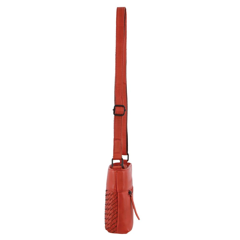 Pierre Cardin Leather Woven Embossed Cross-Body Bag Crossbody Väska Dam Orange | XHKMYP417