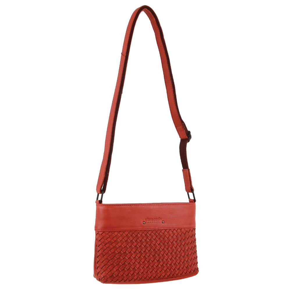Pierre Cardin Leather Woven Embossed Cross-Body Bag Crossbody Väska Dam Orange | XHKMYP417