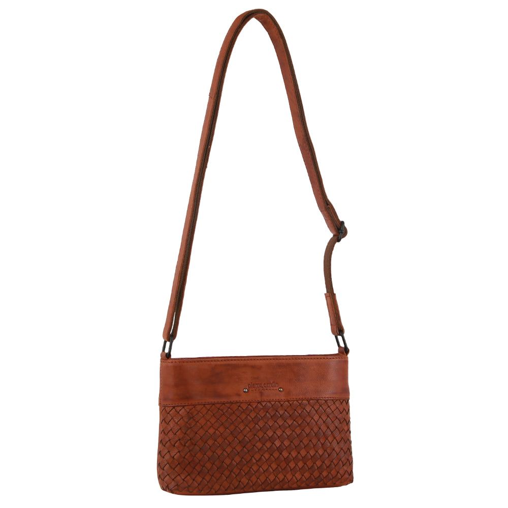 Pierre Cardin Leather Woven Embossed Cross-Body Bag Crossbody Väska Dam Bruna | LSVZGH206