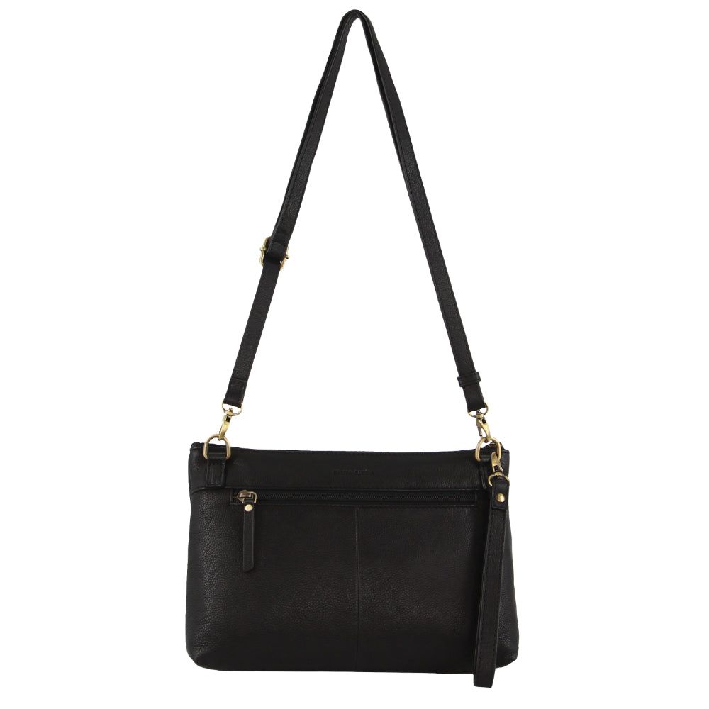 Pierre Cardin Leather Wristlet Crossbody Bag Mobile Phone Wallets Dam Svarta | AVXWEN064