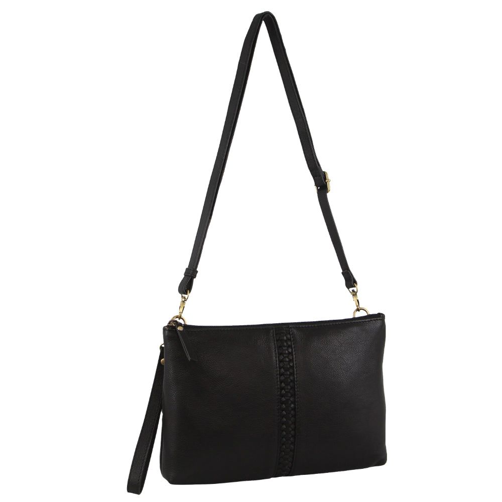 Pierre Cardin Leather Wristlet Crossbody Bag Mobile Phone Wallets Dam Svarta | AVXWEN064