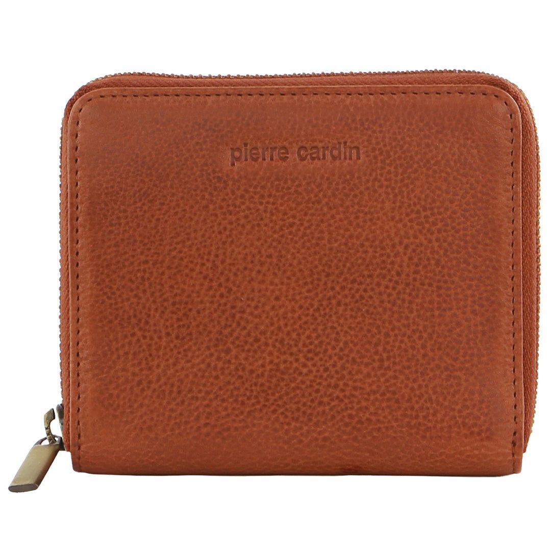 Pierre Cardin Leather Zip around wallet Dragkedja Runt Plånbok Dam Bruna | IQGTHP258